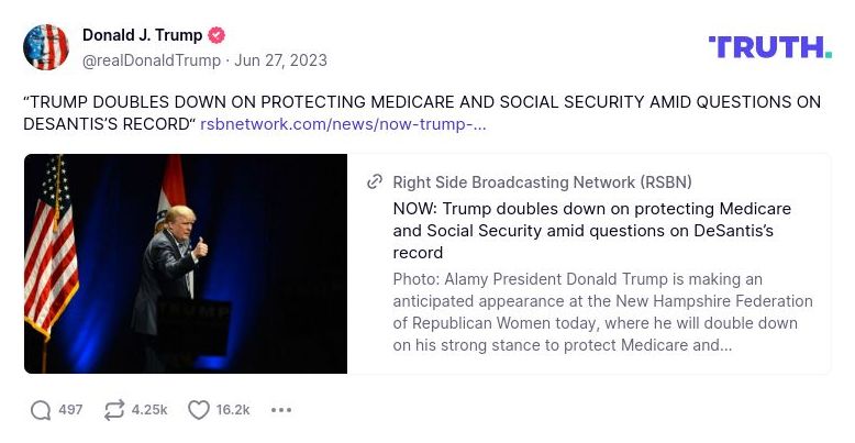 Post image from Donald Trump