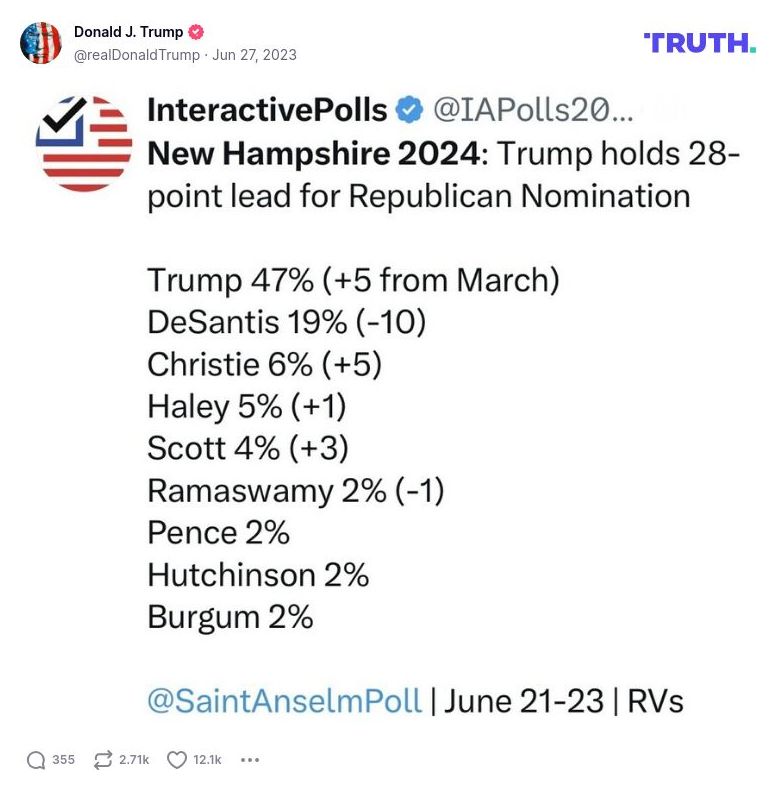 Post image from Donald Trump