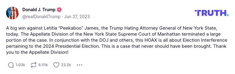 Post image from Donald Trump