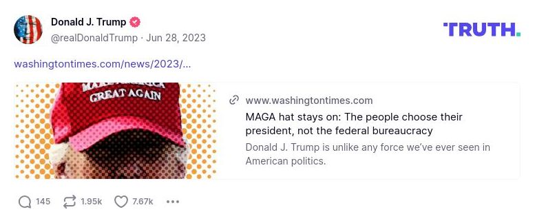 Post image from Donald Trump