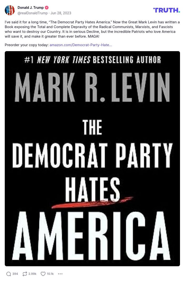 Post image from Donald Trump