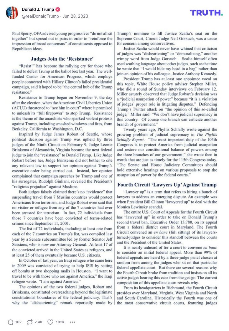 Post image from Donald Trump