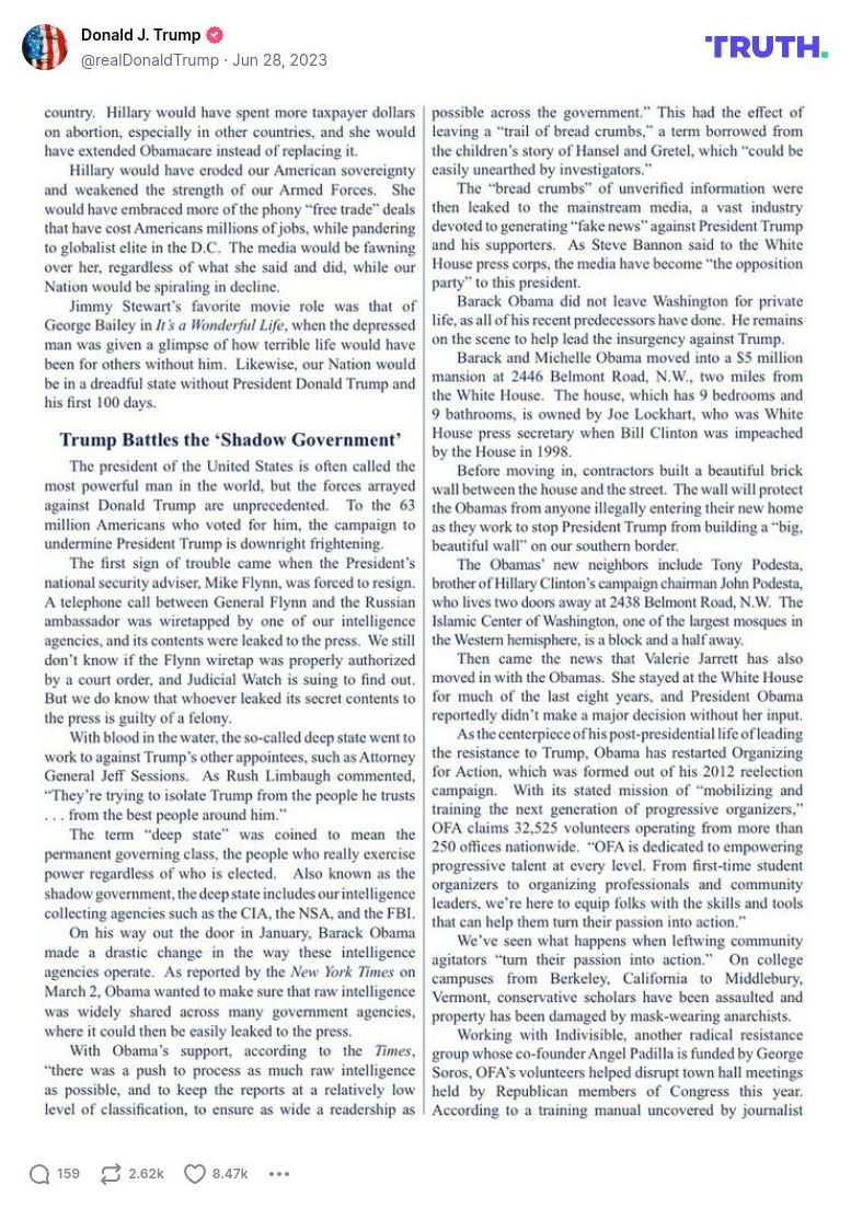 Post image from Donald Trump