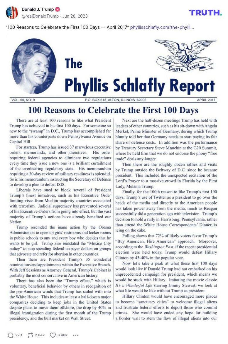 Post image from Donald Trump