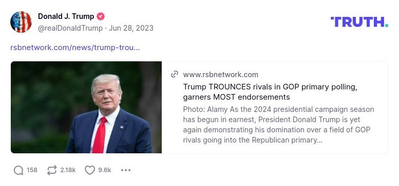 Post image from Donald Trump