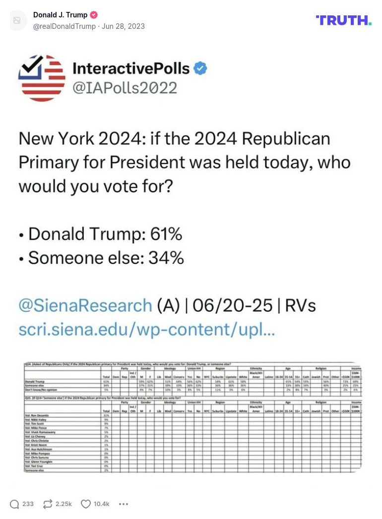 Post image from Donald Trump