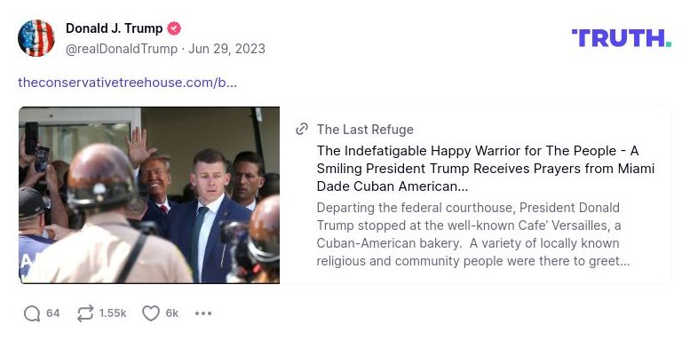 Post image from Donald Trump