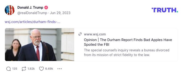 Post image from Donald Trump