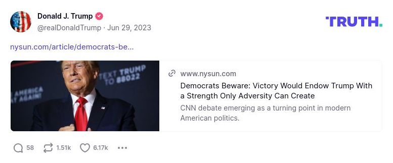 Post image from Donald Trump