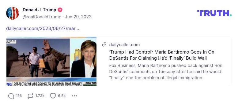 Post image from Donald Trump