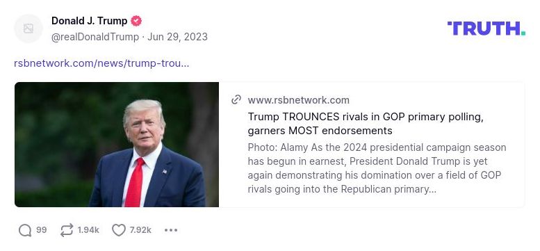 Post image from Donald Trump