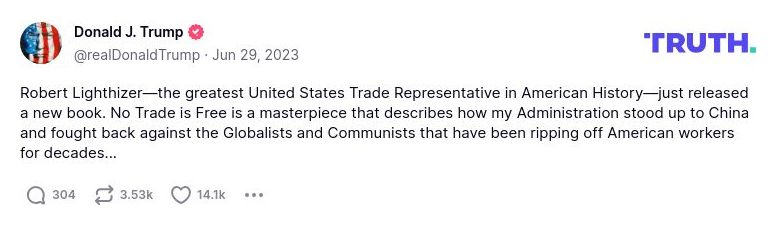 Post preview from Donald Trump