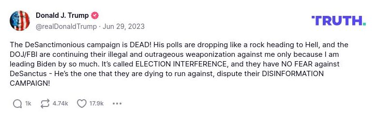 Post image from Donald Trump