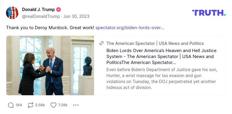 Post image from Donald Trump