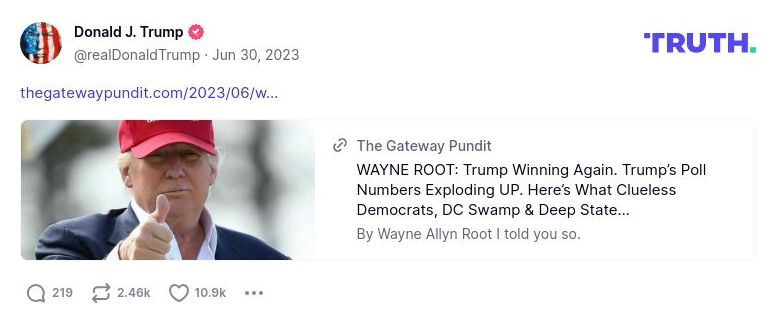 Post image from Donald Trump