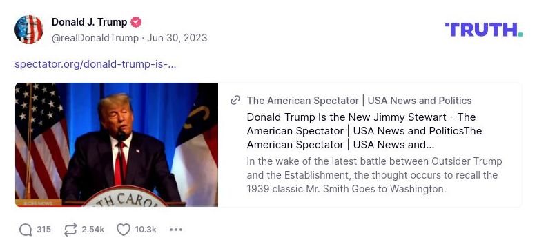 Post image from Donald Trump