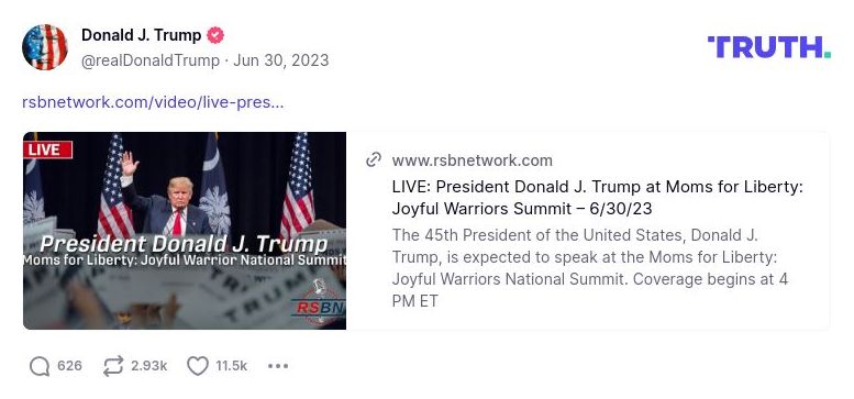 Post image from Donald Trump