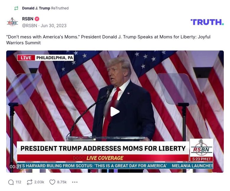 Post image from Donald Trump