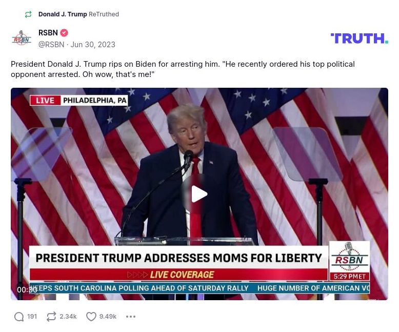 Post image from Donald Trump