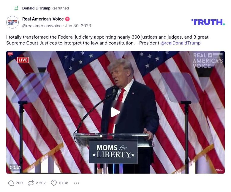 Post image from Donald Trump