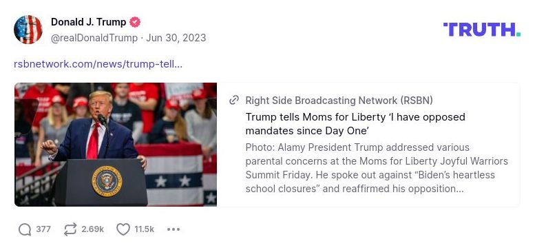 Post image from Donald Trump