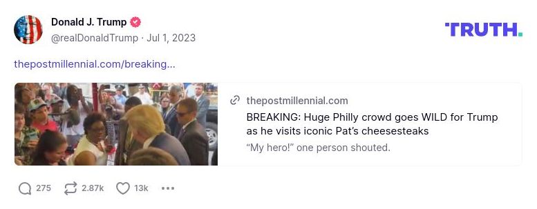 Post image from Donald Trump