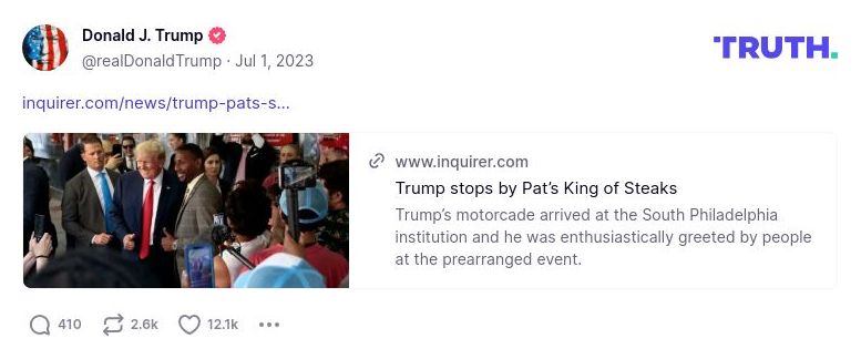 Post image from Donald Trump