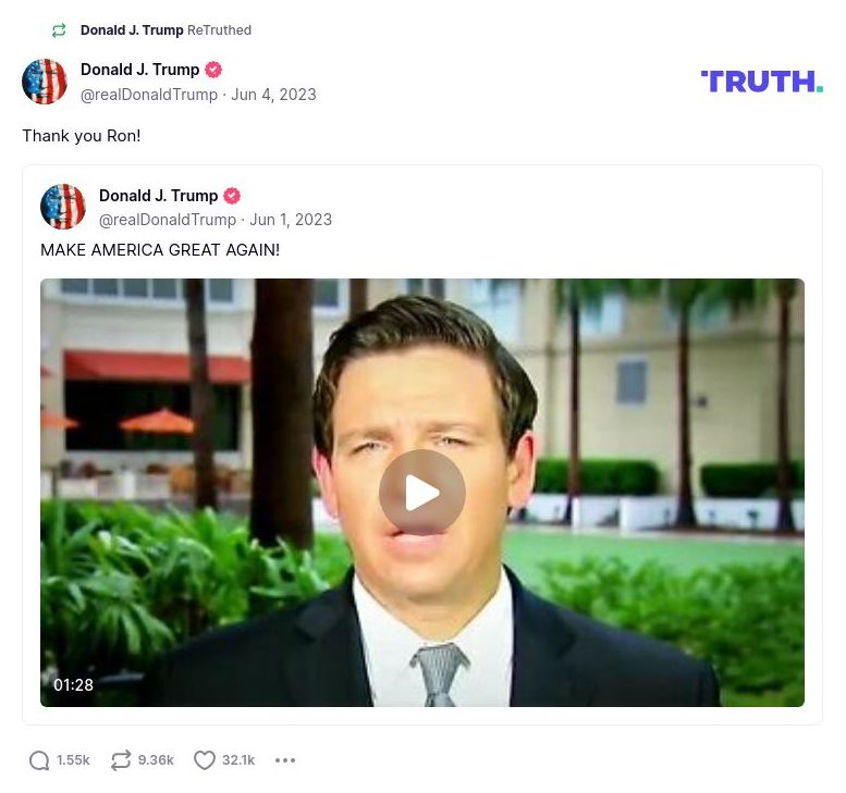 Post image from Donald Trump