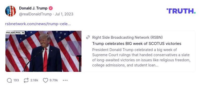 Post image from Donald Trump