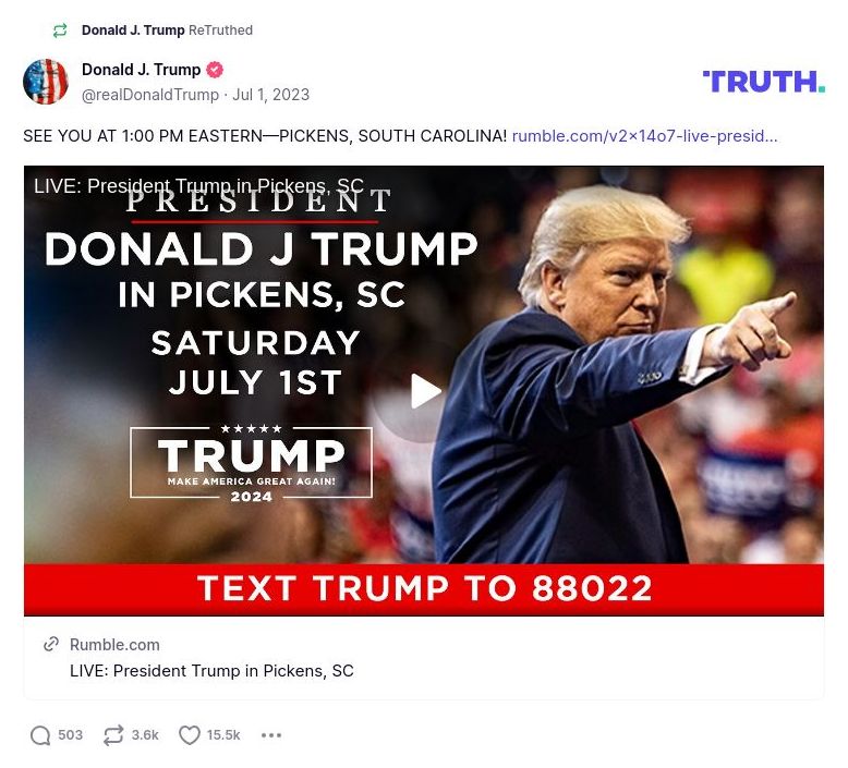 Post image from Donald Trump