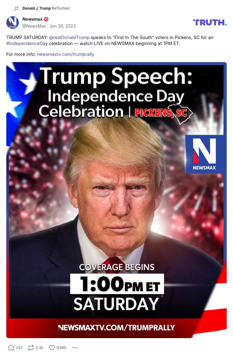 Post image from Donald Trump