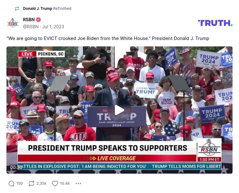 Post image from Donald Trump