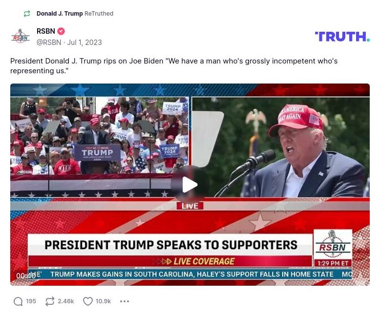 Post image from Donald Trump