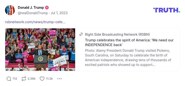 Post image from Donald Trump