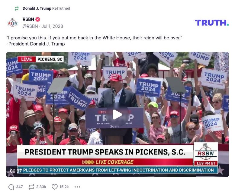 Post image from Donald Trump