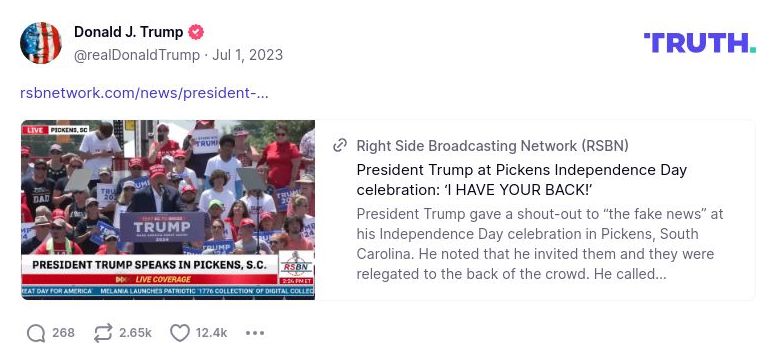 Post image from Donald Trump