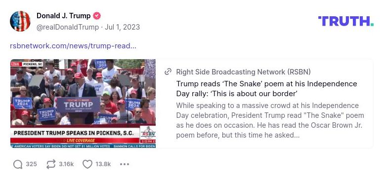 Post image from Donald Trump