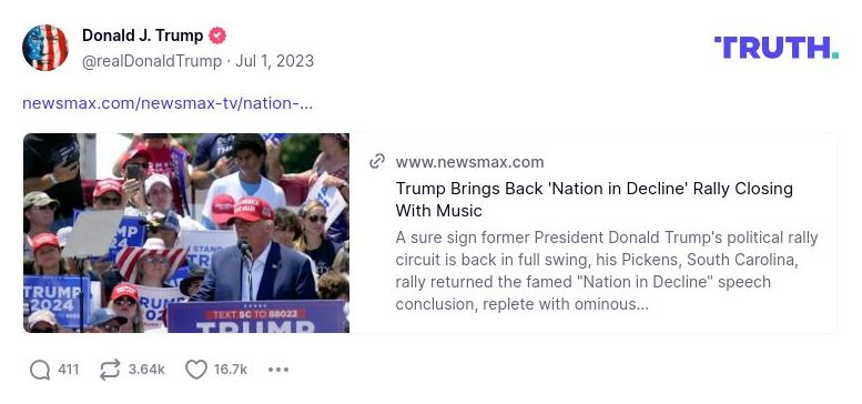 Post image from Donald Trump