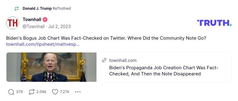 Post image from Donald Trump