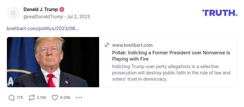 Post image from Donald Trump