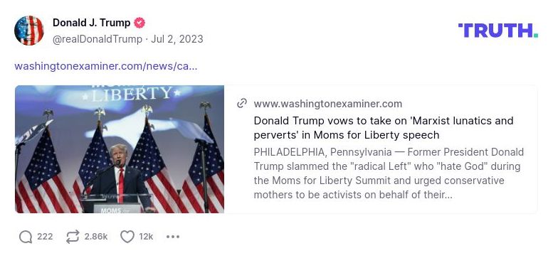 Post image from Donald Trump