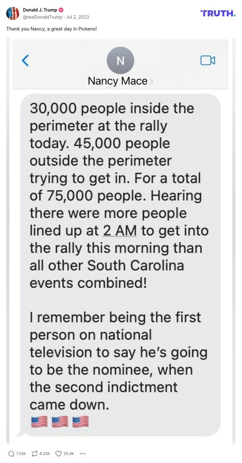 Post image from Donald Trump