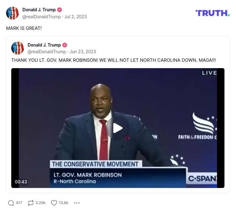 Post image from Donald Trump