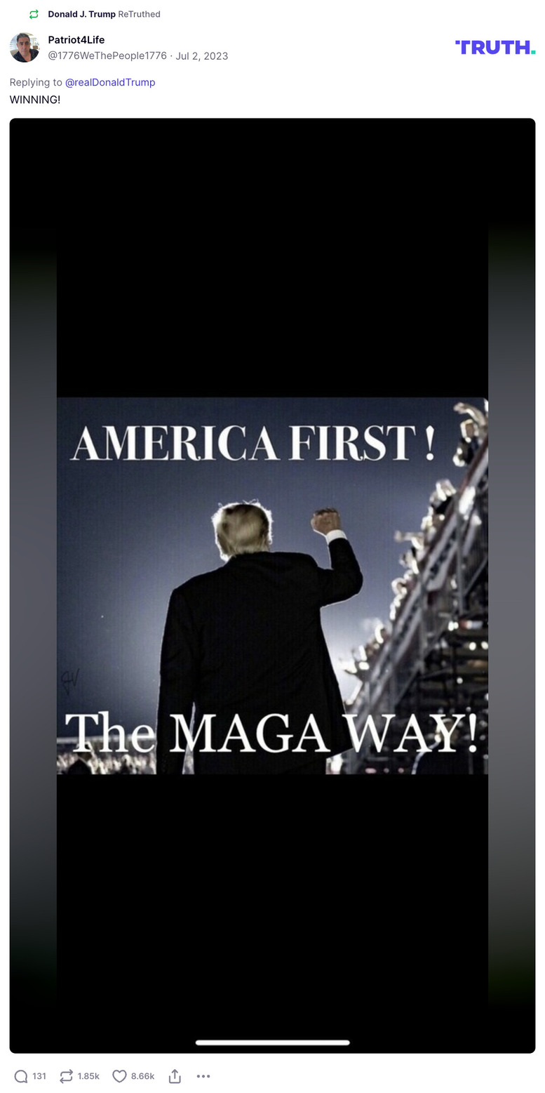 Post image from Donald Trump