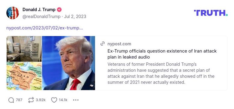 Post preview from Donald Trump