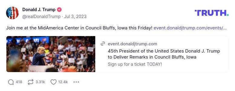 Post image from Donald Trump