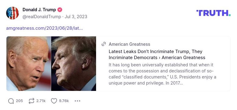 Post image from Donald Trump