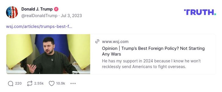 Post preview from Donald Trump