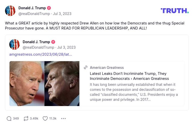 Post image from Donald Trump