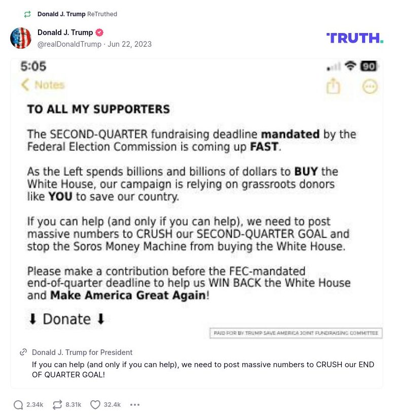 Post image from Donald Trump